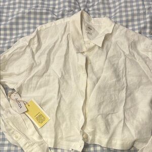 Aritzia Cream Button-Up Blouse